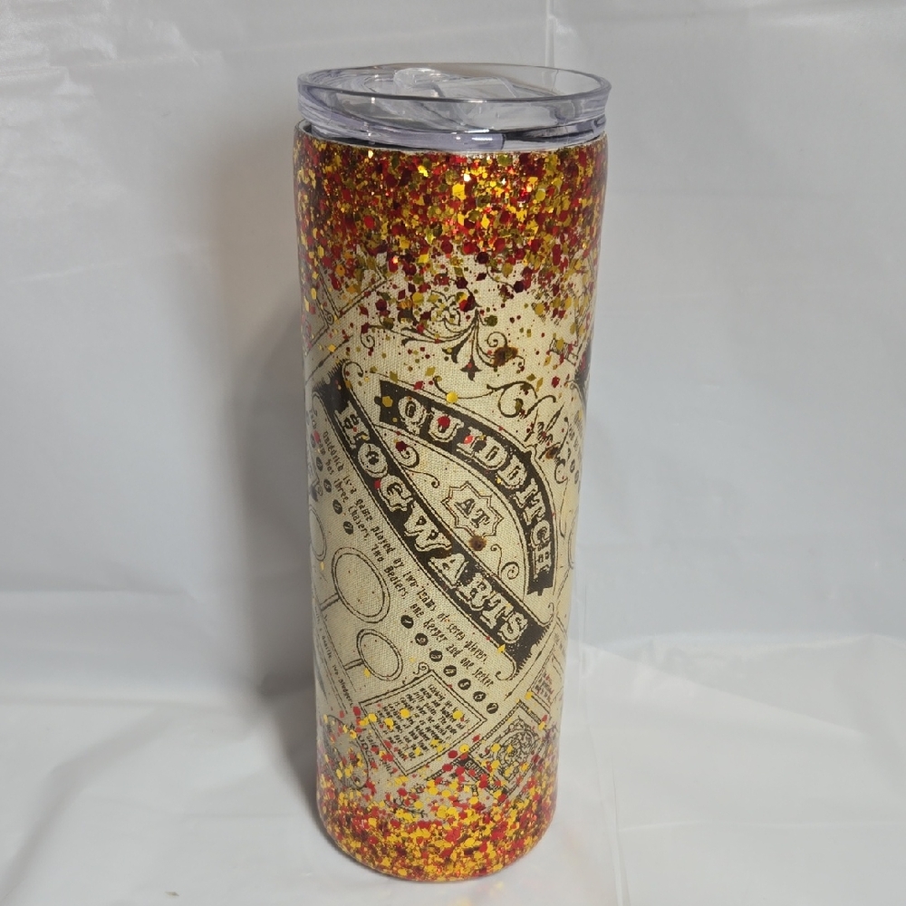 20oz Hogwarts Glitter Tumbler - Red and Gold